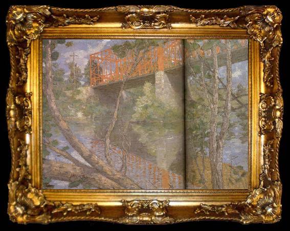 framed  julian alden weir Le pont rouge, ta009-2